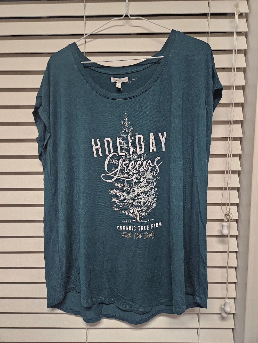 Holiday Greens Teal Graphic Tee - Brand: Maurices XL